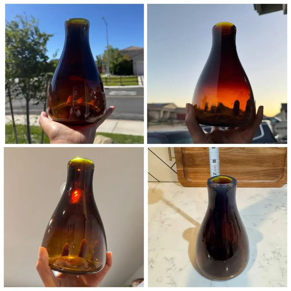 Vintage handblown glass vase signed Williams 77 teardrop" or "bud" vase - Picture 16 of 16